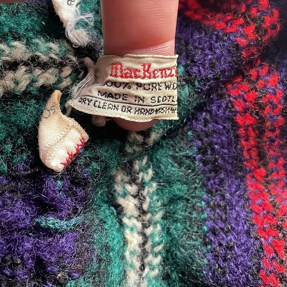 VTG Striped Knit Tam Beret Green Wool Pom Scotland MacKenzie Hat Cap Stripe Navy - Picture 10 of 16